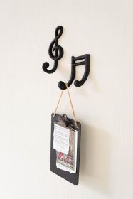 SET OF TWO CAST IRON MUSICAL NOTES HOOKS (Option: 1BlackCast Iron)