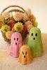 SET OF THREE COLORFUL CLAY GHOSTS