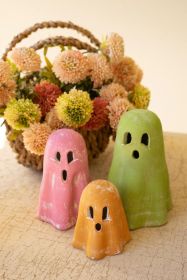 SET OF THREE COLORFUL CLAY GHOSTS (Option: 1MultiClay)