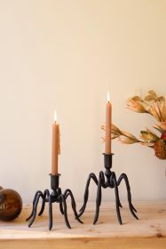 SET OF TWO SPIDER TAPER CANDLE HOLDERS (Option: 1BlackIron)