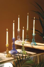 SET OF SIX GLASS TAPER CANDLE HOLDERS (Option: 1MultiGlass)