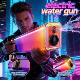 Gradient Color Electric Water Gun, Rechargeable Battery Powered Remote Shooting Toy, Suitable For Pool, Beach, And Outdoor Games (Option: Pink)