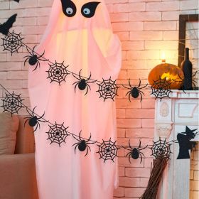 Set, Black Spiderweb Garland- Halloween Party Decorations, Halloween Spider Decor, Hanging Spider Web Banner Decor, Garland Halloween (Color: Black, Quantity: 4pcs)