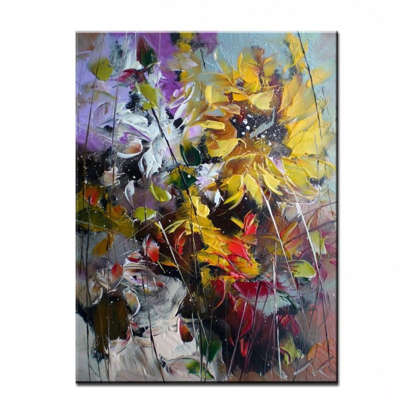 Unframed Handmade Texture Knife Flower Tree Abstract Modern Wall Art Oil Painting Canvas Home Wall Decor For Room Decoration (size: 90x120cm)
