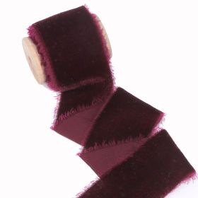Velvet Ribbon for Gift Wrapping, Handmade Fringe Ribbons for Christmas Decorations (Color: Purple)