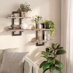 Floating Shelves, 15 Inch Wall Shelf Set of 2, Wall Mounted Storage Shelves 2-Tier, Hanging Bathroom Shelves, for Living Room, Bedroom, Bathroom (Shape: Rectangular)