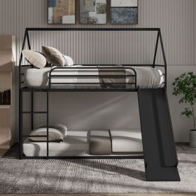 Twin over Twin House Bed (Main Color: Antique Black, Main Material: Steel)