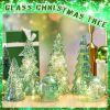 6 Pcs Mercury Glass Christmas Tree for Tabletop Light up Figurine Christmas Tree Mercury Cracked Glass Globe with Light for Xmas Decor Home Party Cent