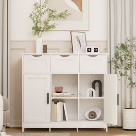 Storage Cabinets,Wooden Floor Cabinet,with Drawers and Shelves Storage Cabinets,Accent Cabinet for Living Room,Bedroom,Bathroom Furniture Home Decor (Color: White)