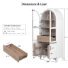 71" Tall Arched Kitchen Pantry Cabinet with Door Shelves, Farmhouse Kitchen Storage Cabinet with Open & Adjustable Shelves, Hidden Drawer & Glass Door