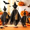 Halloween Decorations Indoor - 3 Set Primitive Halloween Ghosts with Hat, Wooden Stand Ghost Decor for Table Centerpieces, Mantels, Shelves