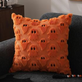 Halloween Pillow Covers 16x16 inch Set of 2 White Ghost Throw Pillow Cases Soft Plush Faux Fur Wool Couch Cushion Case for Chair Sofa Bedroom Living R (size: Orange   16" x 16" (Pack of 2))
