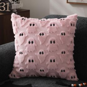 Halloween Pillow Covers 16x16 inch Set of 2 White Ghost Throw Pillow Cases Soft Plush Faux Fur Wool Couch Cushion Case for Chair Sofa Bedroom Living R (size: Pink  16" x 16" (Pack of 2))