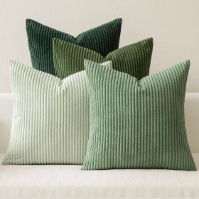 Boho Farmhouse Sage Green Throw Pillow Covers 18x18 Inch Set of 4 Mordern Nordic Cushion Covers Soft Corduroy Christmas Home Decor for Couch Bed (Color: Forest Green)