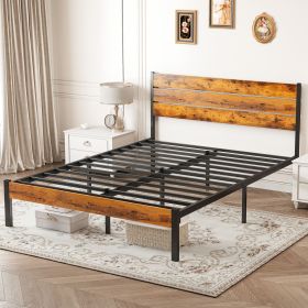 Metal Platform Bed Frame - Mattress Foundation with Headboard and and Footboard, No Box Spring Needed with 800LBS Sturdy Wooden Slats Support (size: Full)