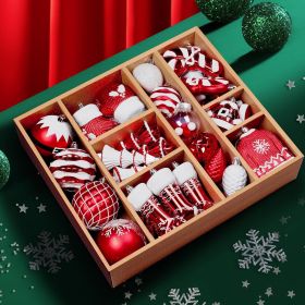 85ct Christmas Balls Ornaments Set, Colorful Shatterproof Plastic Christmas Tree Ornaments (Color: Red & White)