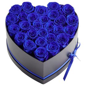 Forever Flowers, 27 Preserved Roses in a Heart Shape Box, Eternal Flowers Immortal Bouquet Birthday Present for Women Her Wife Mothers, Anniversary (Color: Blue, Quantity: 27 Flowers)