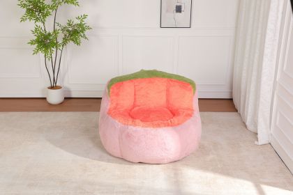 Oversized Bean Bag Chairs,Multicolor Faux Fur Couch Filled with Shredded Sponge,Large Lounger Sofa For Living Room,No Assembly Required (Color: Pink+Orange+Green)