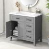 36" Bathroom Vanity with Sink Combo, Black Bathroom Cabinet with Drawers, Solid Frame and MDF Board