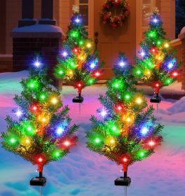 Solar Christmas Tree Outdoor Decor, Waterproof Solar Xmas Decorations Garden Stake Lights (Color: 4pcs Christmas trees)
