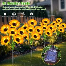 Solar Christmas Tree Outdoor Decor, Waterproof Solar Xmas Decorations Garden Stake Lights (Color: 4 pcs Sunflower-24 flowers)