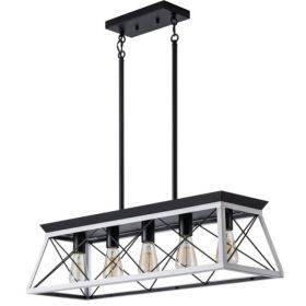 5 Lamps Farmhouse Chandelier Dining Room White - bulbs not included (Option: White and black)