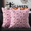 Halloween Pillow Covers 16x16 inch Set of 2 White Ghost Throw Pillow Cases Soft Plush Faux Fur Wool Couch Cushion Case for Chair Sofa Bedroom Living R