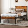 Metal Platform Bed Frame - Mattress Foundation with Headboard and and Footboard, No Box Spring Needed with 800LBS Sturdy Wooden Slats Support