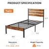 Metal Platform Bed Frame - Mattress Foundation with Headboard and and Footboard, No Box Spring Needed with 800LBS Sturdy Wooden Slats Support