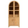71" Tall Arched Kitchen Pantry Cabinet with Door Shelves, Farmhouse Kitchen Storage Cabinet with Open & Adjustable Shelves, Hidden Drawer & Glass Door