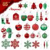 85ct Christmas Balls Ornaments Set, Colorful Shatterproof Plastic Christmas Tree Ornaments