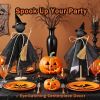 Halloween Decorations Indoor - 3 Set Primitive Halloween Ghosts with Hat, Wooden Stand Ghost Decor for Table Centerpieces, Mantels, Shelves