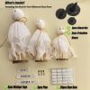 Halloween Decorations Indoor - 3 Set Primitive Halloween Ghosts with Hat, Wooden Stand Ghost Decor for Table Centerpieces, Mantels, Shelves