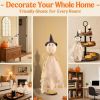 Halloween Decorations Indoor - 3 Set Primitive Halloween Ghosts with Hat, Wooden Stand Ghost Decor for Table Centerpieces, Mantels, Shelves