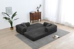 Convertible Sleeper Sofa Bed with Cylindrical Pillow, Corduroy Folding Mattress Couch with Fixed-Shape Frame