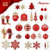 85ct Christmas Balls Ornaments Set, Colorful Shatterproof Plastic Christmas Tree Ornaments