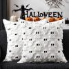 Halloween Pillow Covers 16x16 inch Set of 2 White Ghost Throw Pillow Cases Soft Plush Faux Fur Wool Couch Cushion Case for Chair Sofa Bedroom Living R