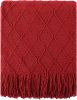 Christmas Decor Red Throw Blanket for Couch, Boho Bed Throws for Foot of Bed, Decorative Red Throws for Sofa Living Room, 50"x60"