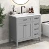 36" Bathroom Vanity with Sink Combo, Black Bathroom Cabinet with Drawers, Solid Frame and MDF Board